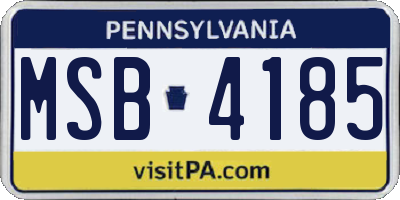 PA license plate MSB4185