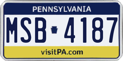 PA license plate MSB4187