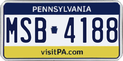 PA license plate MSB4188
