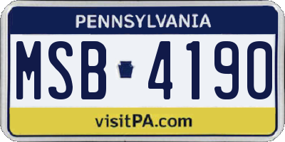 PA license plate MSB4190