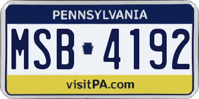 PA license plate MSB4192