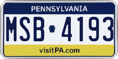 PA license plate MSB4193
