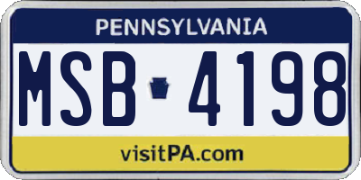 PA license plate MSB4198