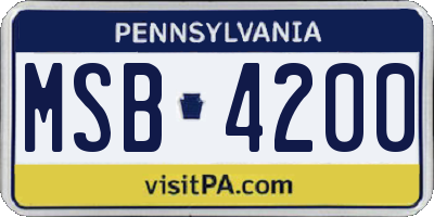 PA license plate MSB4200