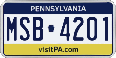 PA license plate MSB4201