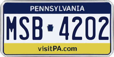 PA license plate MSB4202