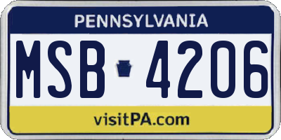 PA license plate MSB4206