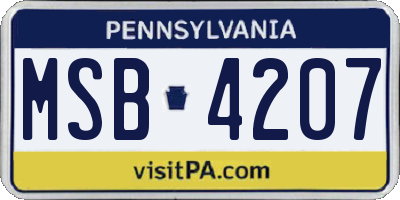 PA license plate MSB4207