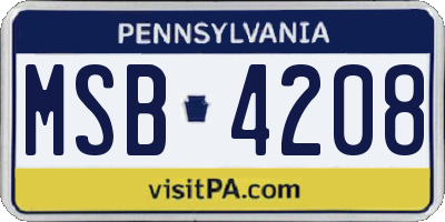 PA license plate MSB4208