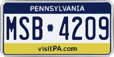 PA license plate MSB4209