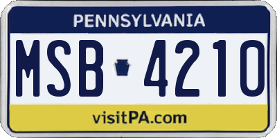 PA license plate MSB4210