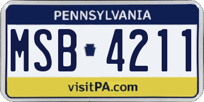 PA license plate MSB4211