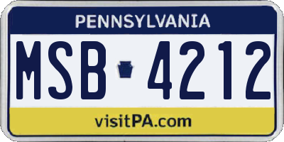 PA license plate MSB4212