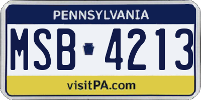 PA license plate MSB4213