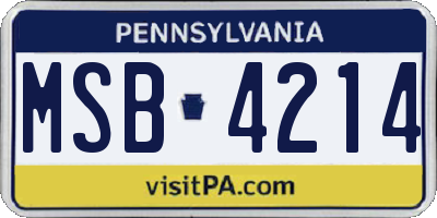 PA license plate MSB4214