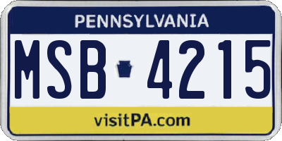 PA license plate MSB4215