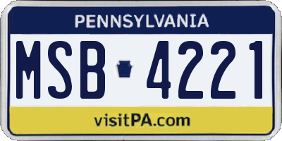 PA license plate MSB4221