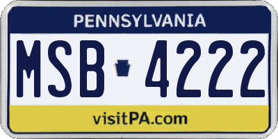 PA license plate MSB4222