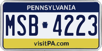 PA license plate MSB4223