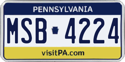 PA license plate MSB4224