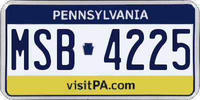 PA license plate MSB4225