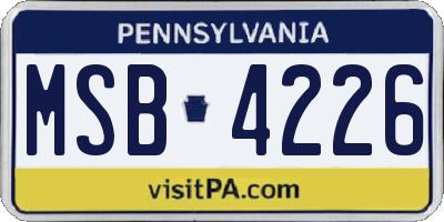 PA license plate MSB4226