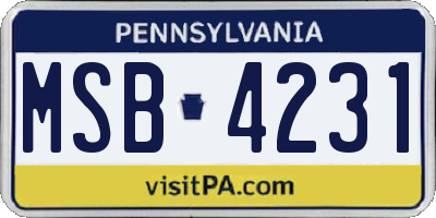 PA license plate MSB4231