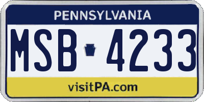 PA license plate MSB4233
