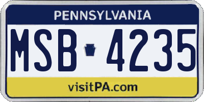 PA license plate MSB4235