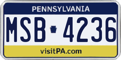 PA license plate MSB4236