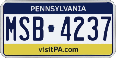 PA license plate MSB4237