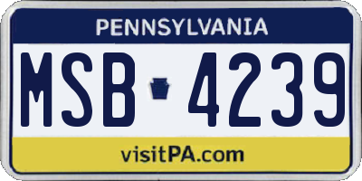 PA license plate MSB4239