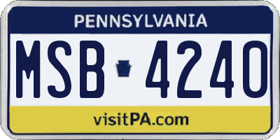 PA license plate MSB4240
