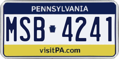 PA license plate MSB4241