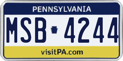 PA license plate MSB4244
