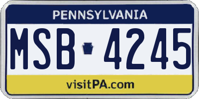 PA license plate MSB4245