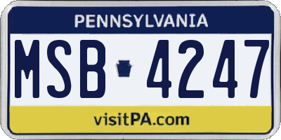 PA license plate MSB4247
