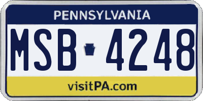 PA license plate MSB4248