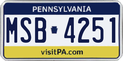 PA license plate MSB4251