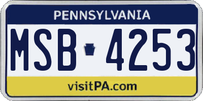 PA license plate MSB4253