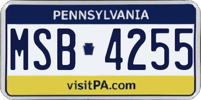 PA license plate MSB4255