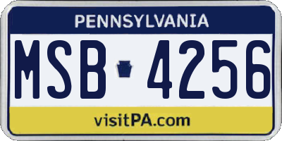 PA license plate MSB4256