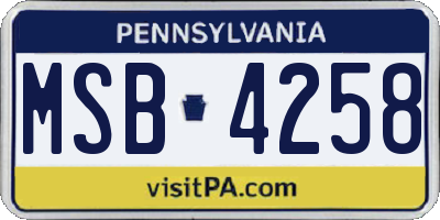 PA license plate MSB4258