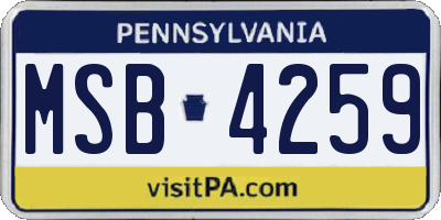 PA license plate MSB4259