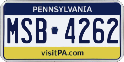PA license plate MSB4262
