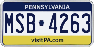 PA license plate MSB4263