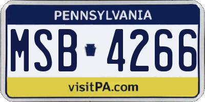 PA license plate MSB4266