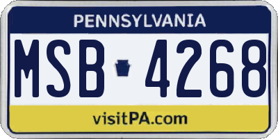 PA license plate MSB4268