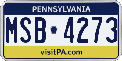 PA license plate MSB4273