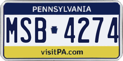 PA license plate MSB4274